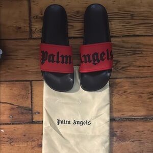 Red and black palm angels slides